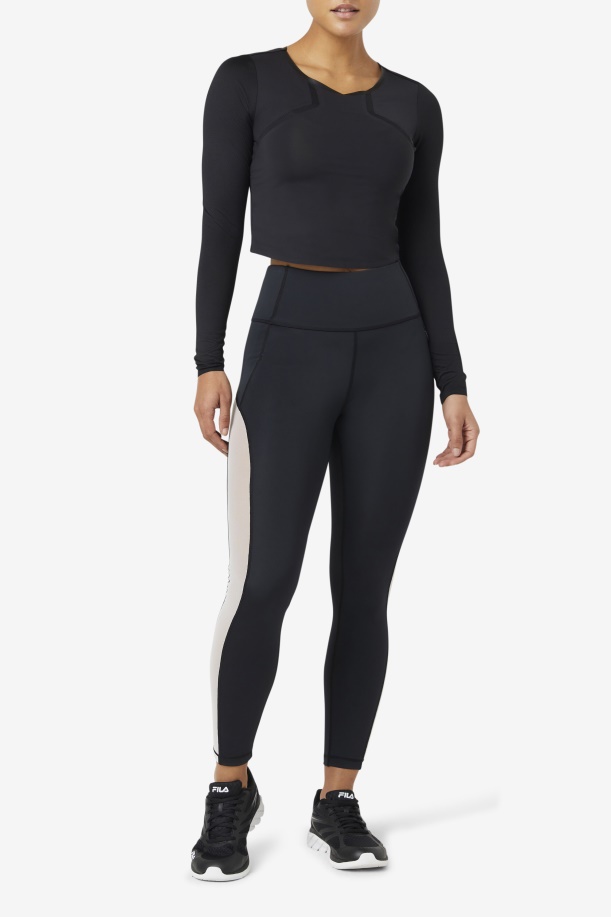 Uplift μακρυμάνικο Crop Top μαύρο Fila