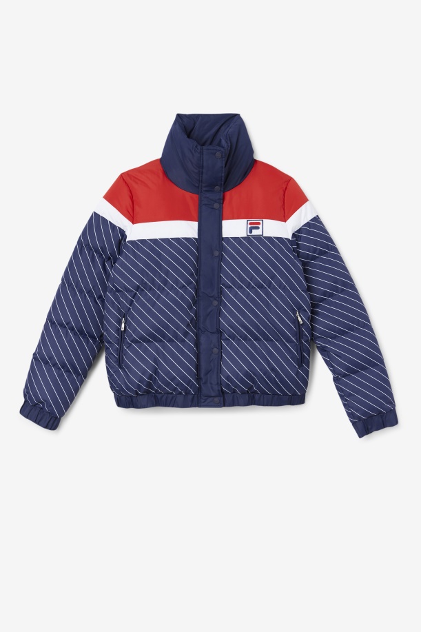 Lottie Puffer Jacket Navy/λευκό/κόκκινο Fila