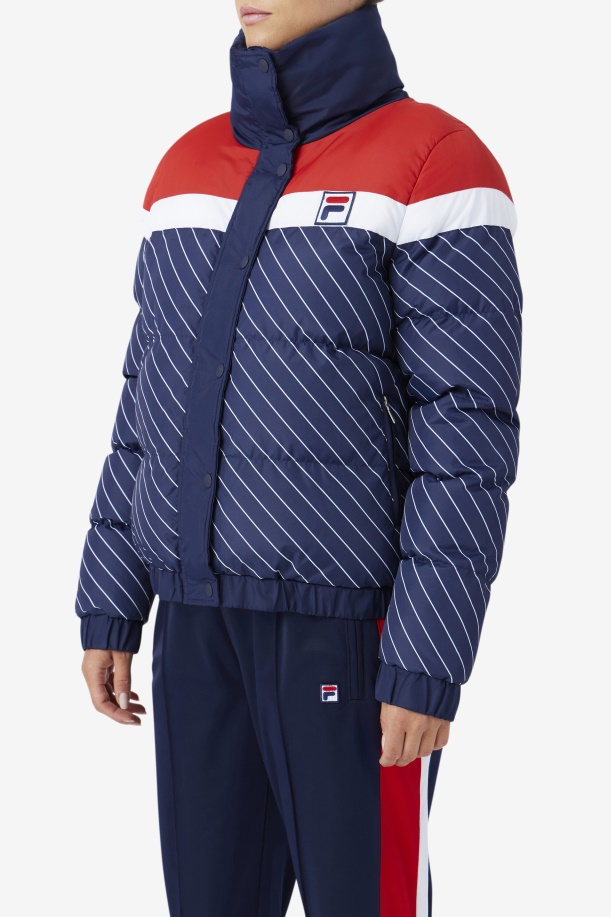 Lottie Puffer Jacket Navy/λευκό/κόκκινο Fila