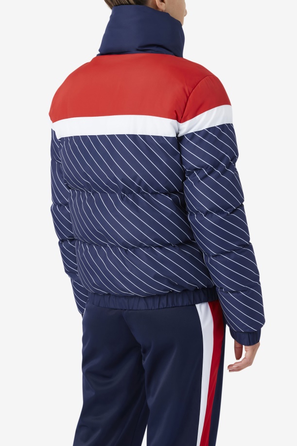 Lottie Puffer Jacket Navy/λευκό/κόκκινο Fila