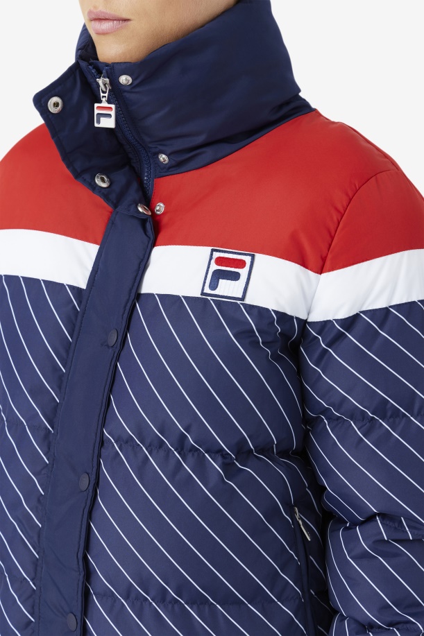 Lottie Puffer Jacket Navy/λευκό/κόκκινο Fila