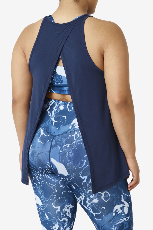 Fila Fi-lux ανοιχτή πλάτη Tank Top Navy
