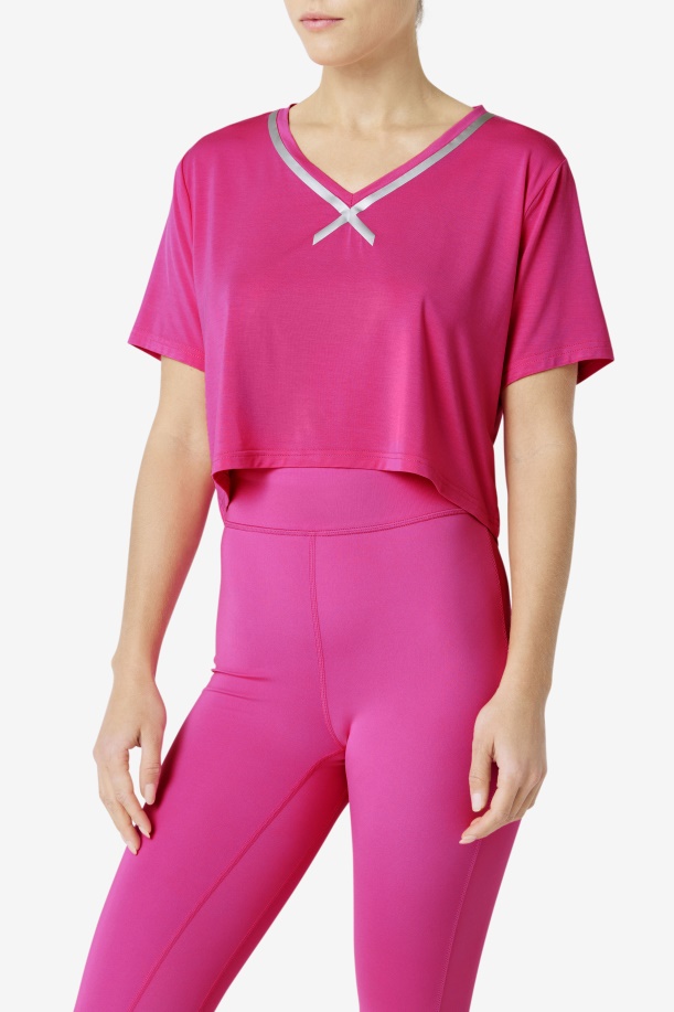 έντονο ροζ Fi-lux High-low Crop Top Fila