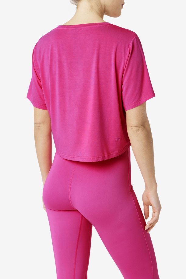 έντονο ροζ Fi-lux High-low Crop Top Fila