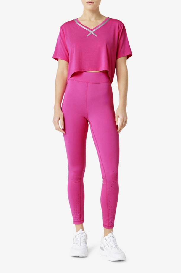 έντονο ροζ Fi-lux High-low Crop Top Fila