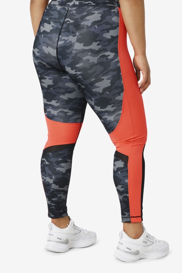 Forza Color Blocked κολάν Fila σκούρο Camo/καυτό κοραλί/μαύρο