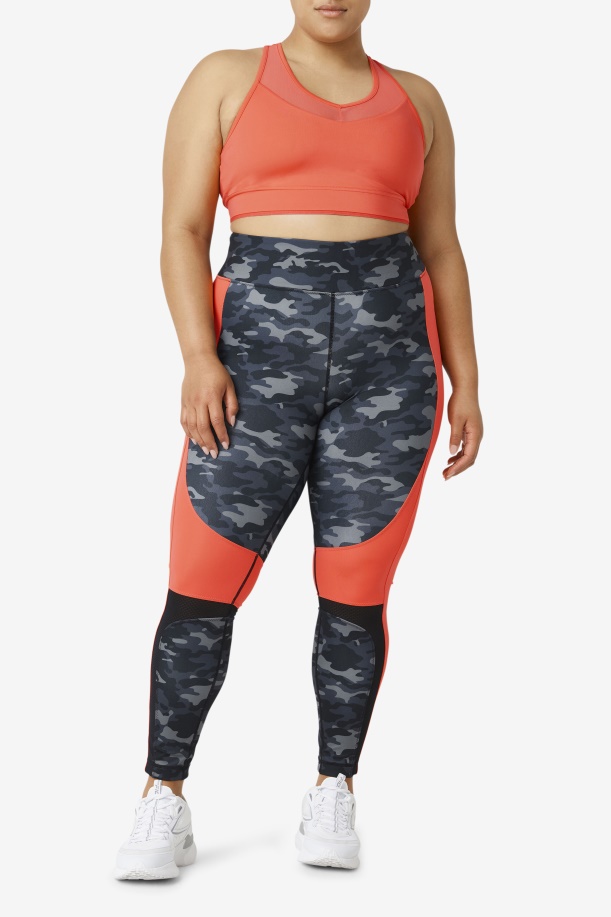 Forza Color Blocked κολάν Fila σκούρο Camo/καυτό κοραλί/μαύρο