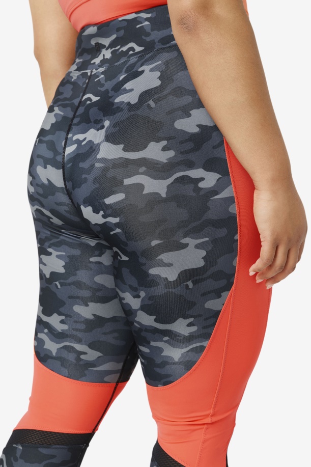 Forza Color Blocked κολάν Fila σκούρο Camo/καυτό κοραλί/μαύρο