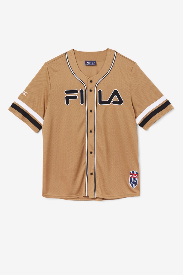 Fila Tobacco καφέ/μαύρη/λευκή φανέλα μπέιζμπολ 2 Pac