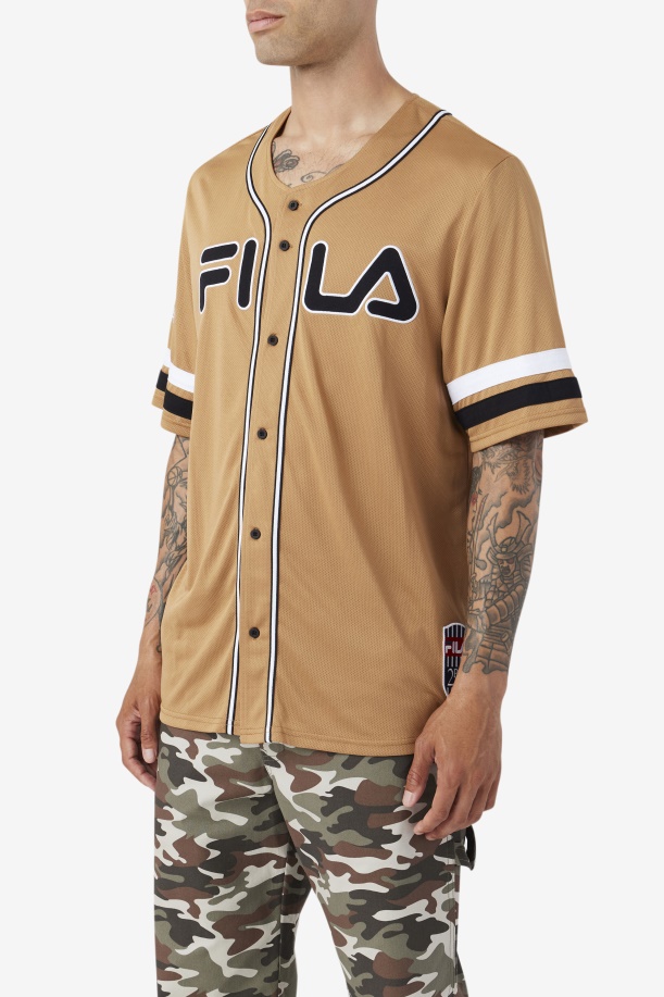 Fila Tobacco καφέ/μαύρη/λευκή φανέλα μπέιζμπολ 2 Pac