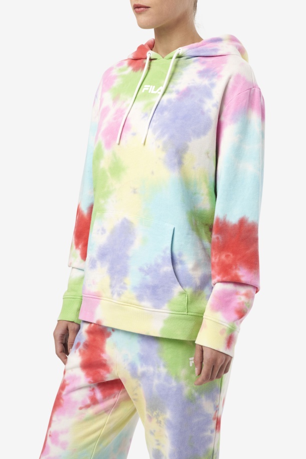 Aerolynn Tie Dye Hoodie Fila πράσινη/λευκή/μαυρτιά/κόκκινη