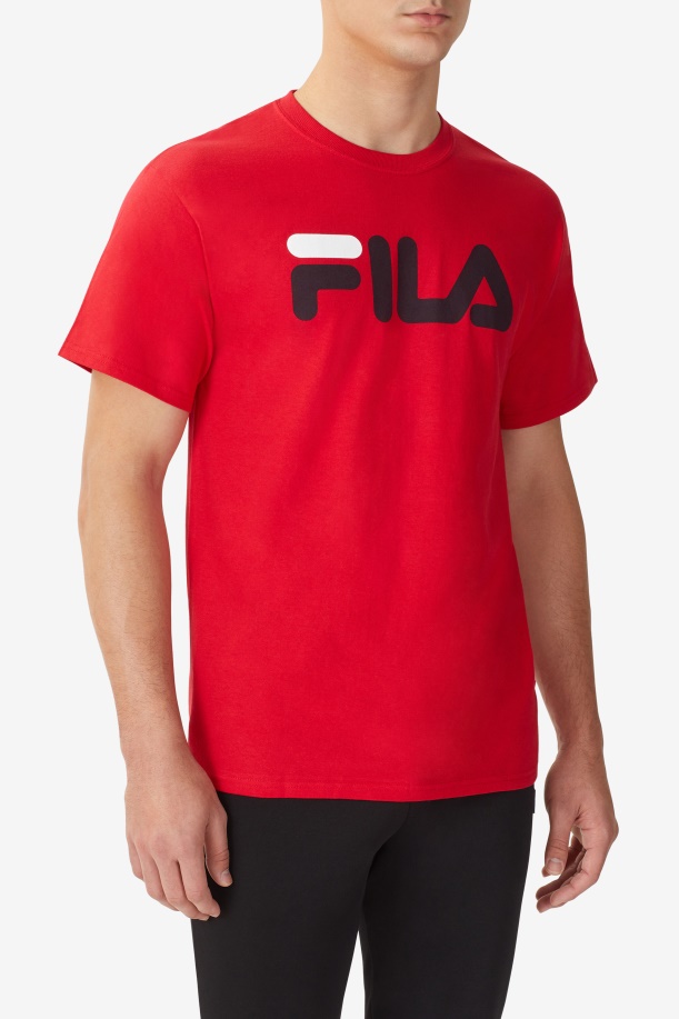 ανδρικό μπλουζάκι με λογότυπο Fila κόκκινο/μαύρο/άσπρο