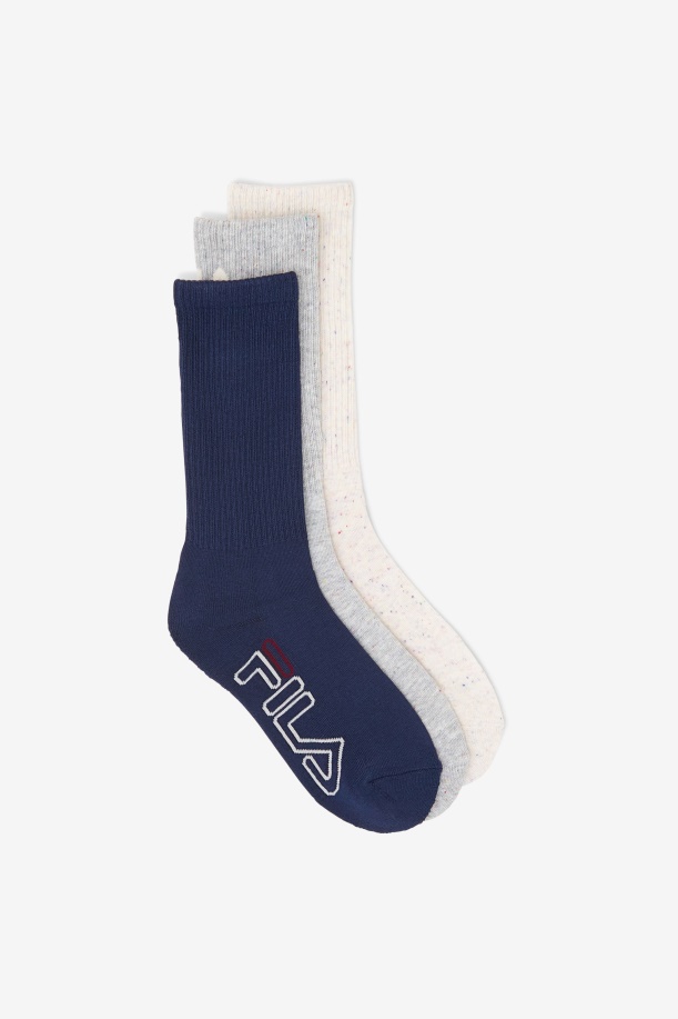 γυναικεία κάλτσα Stripe Crew 3-pack Fila λευκή