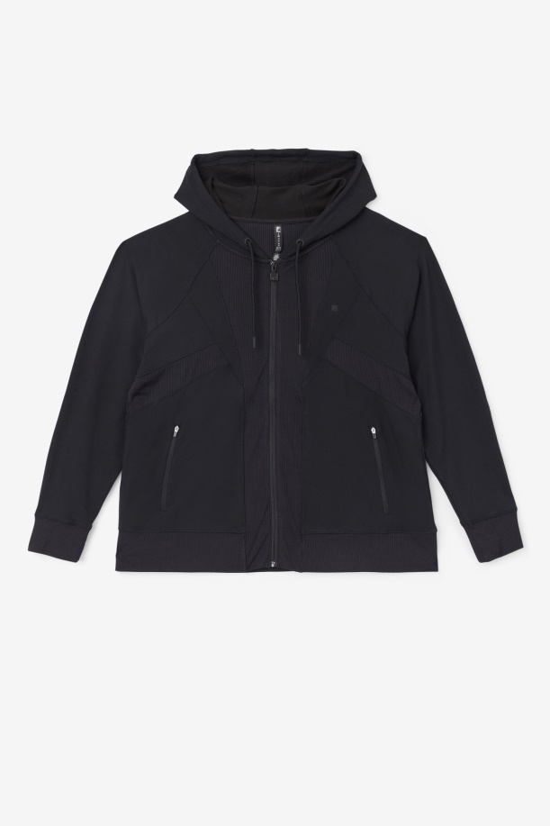 Fi-lux υφή μαύρο Full Zip Hoodie Fila