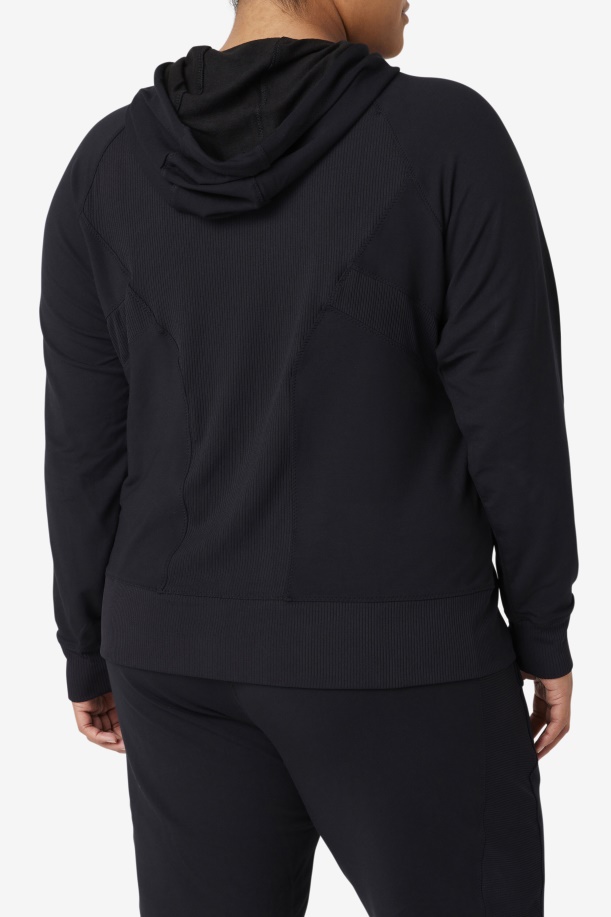 Fi-lux υφή μαύρο Full Zip Hoodie Fila