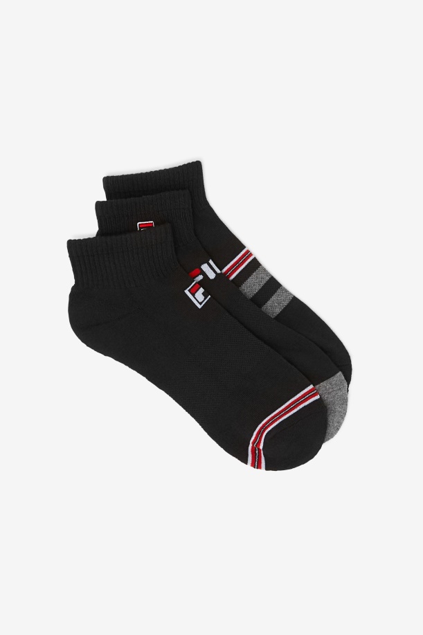 μαύρη ανδρική κάλτσα τέταρτο ριγέ 3-pack Fila