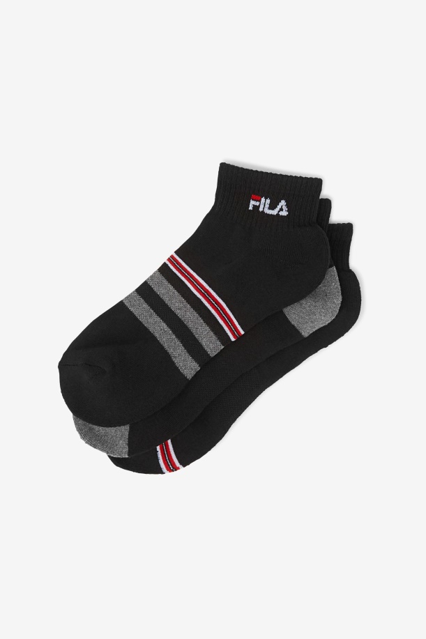 μαύρη ανδρική κάλτσα τέταρτο ριγέ 3-pack Fila