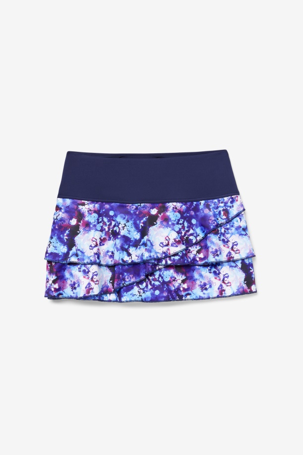 Fila Navy Print/navy Pickleball Tiered Printed Skort