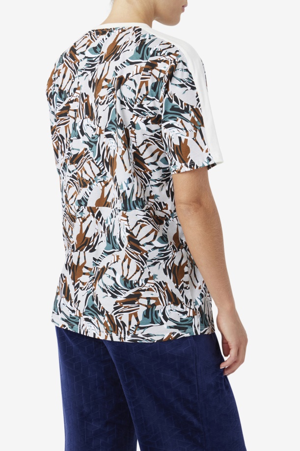Nataly Boyfriend μπλουζάκι Fila Egret/stormy/deep Lake Print