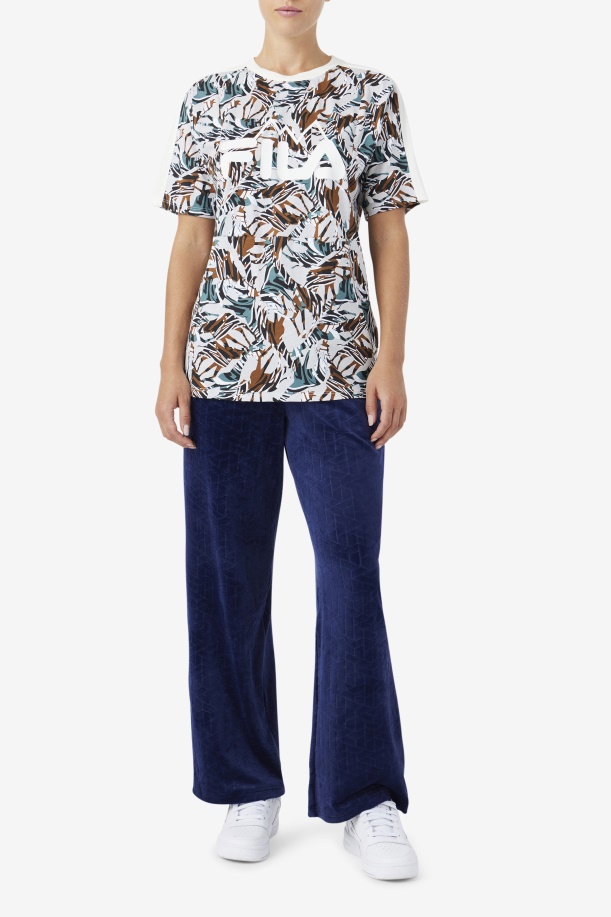 Nataly Boyfriend μπλουζάκι Fila Egret/stormy/deep Lake Print