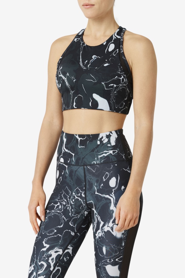 Fila Uplift T-back αθλητικό σουτιέν μαύρο μάρμαρο