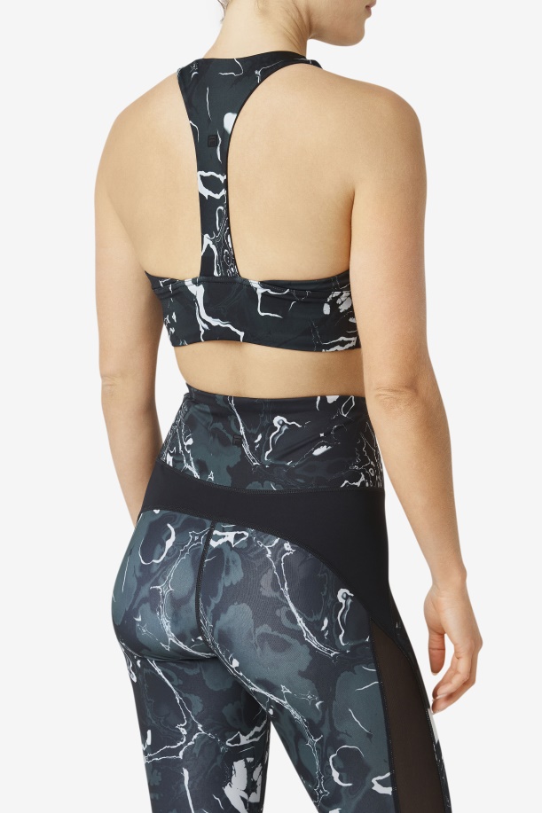 Fila Uplift T-back αθλητικό σουτιέν μαύρο μάρμαρο