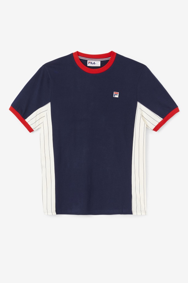 Warner Tee Peacoat/λευκό/κόκκινο Fila