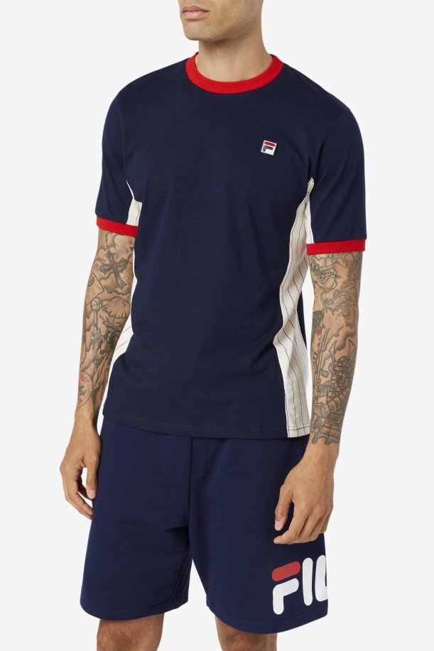 Warner Tee Peacoat/λευκό/κόκκινο Fila