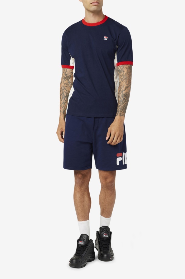 Warner Tee Peacoat/λευκό/κόκκινο Fila
