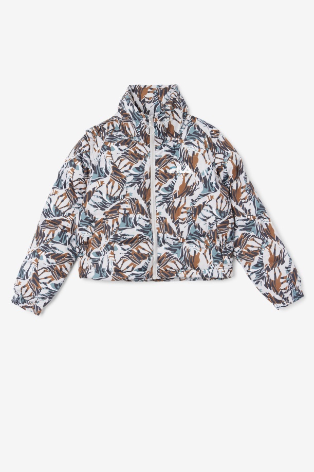 καμηλοπάρδαλη στάμπα Fila Loretta Snap Off μανίκι Cropped Puffer Jacket