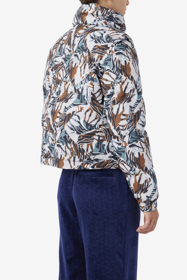 καμηλοπάρδαλη στάμπα Fila Loretta Snap Off μανίκι Cropped Puffer Jacket