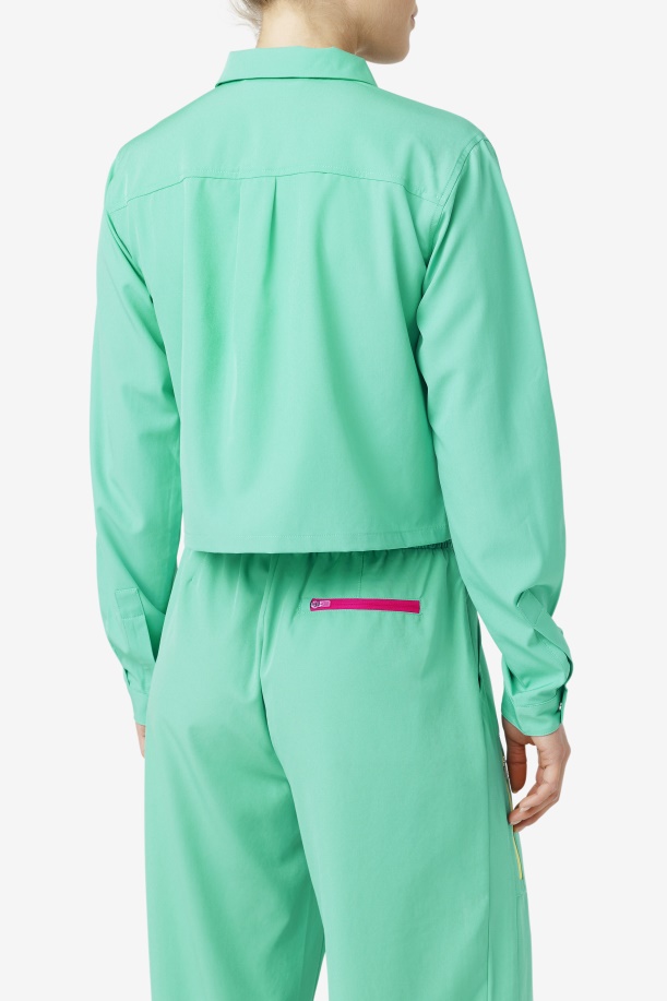 πουκάμισο με φερμουάρ Alina Marine Green Fila
