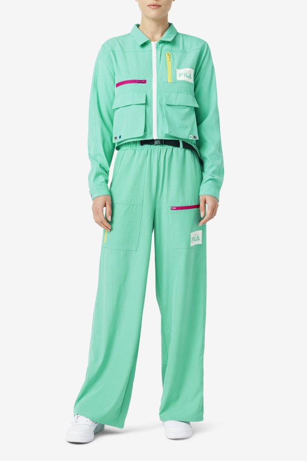πουκάμισο με φερμουάρ Alina Marine Green Fila