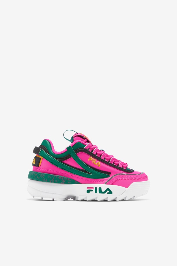 Fila Big Kids' Disruptor 2 Exp Pink Glo/green/gold
