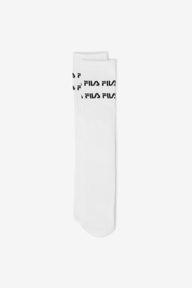 Fila λευκή διπλή γραμμή λογότυπο κάλτσα γόνατο ψηλή