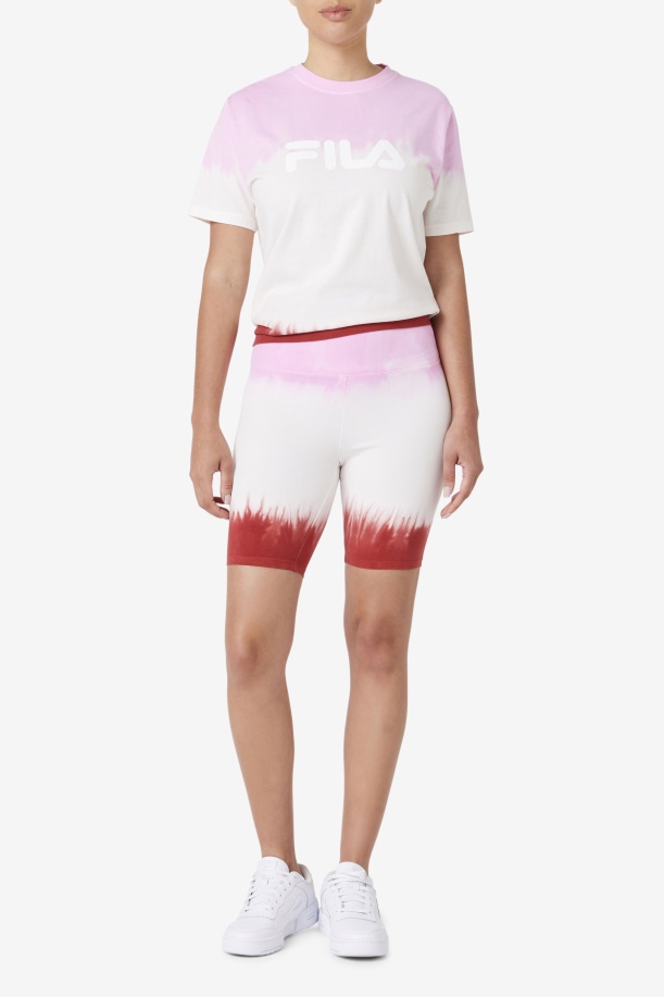 Taima Tie Dye ποδήλατο κοντό Fila πιρουέτα/λευκό/κόκκινο της γης