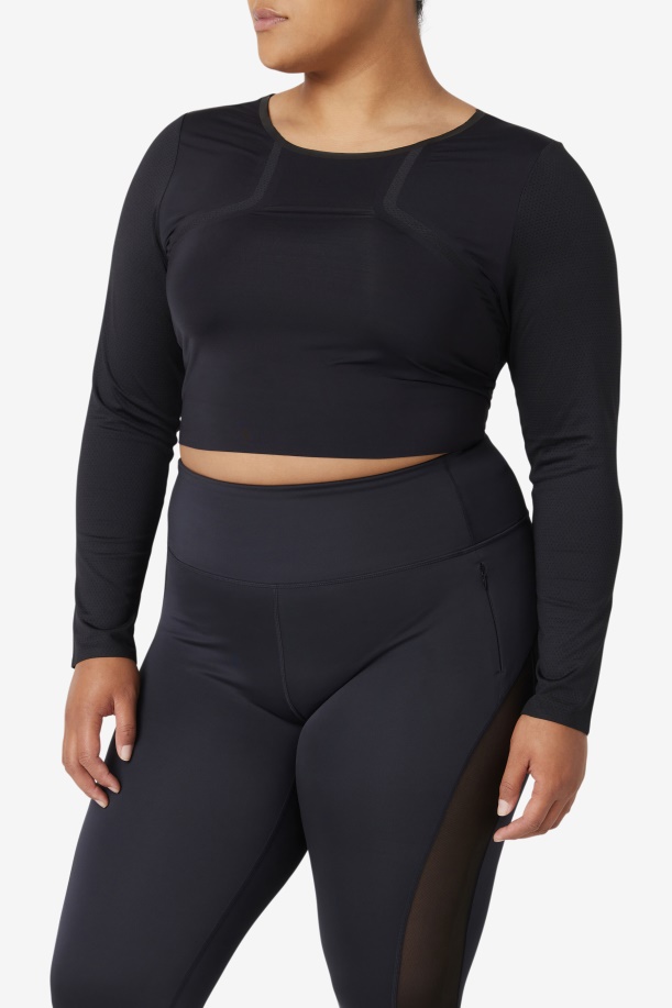 μαύρο Uplift μακρυμάνικο Crop Fila