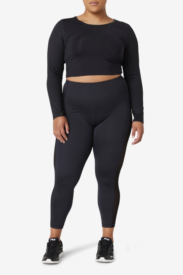 μαύρο Uplift μακρυμάνικο Crop Fila
