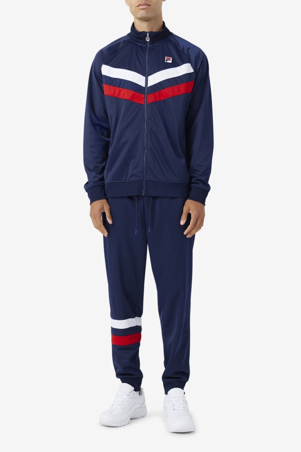 Fila Navy/κόκκινο/λευκό παντελόνι τζάγια