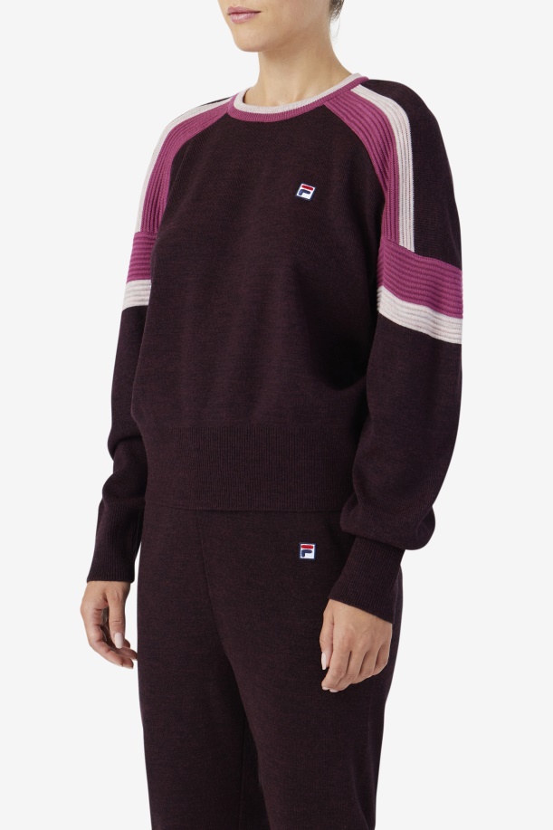Fila Frankie Knit Crew σταφυλιών κρασί/ρουζ/ποτ πουρί