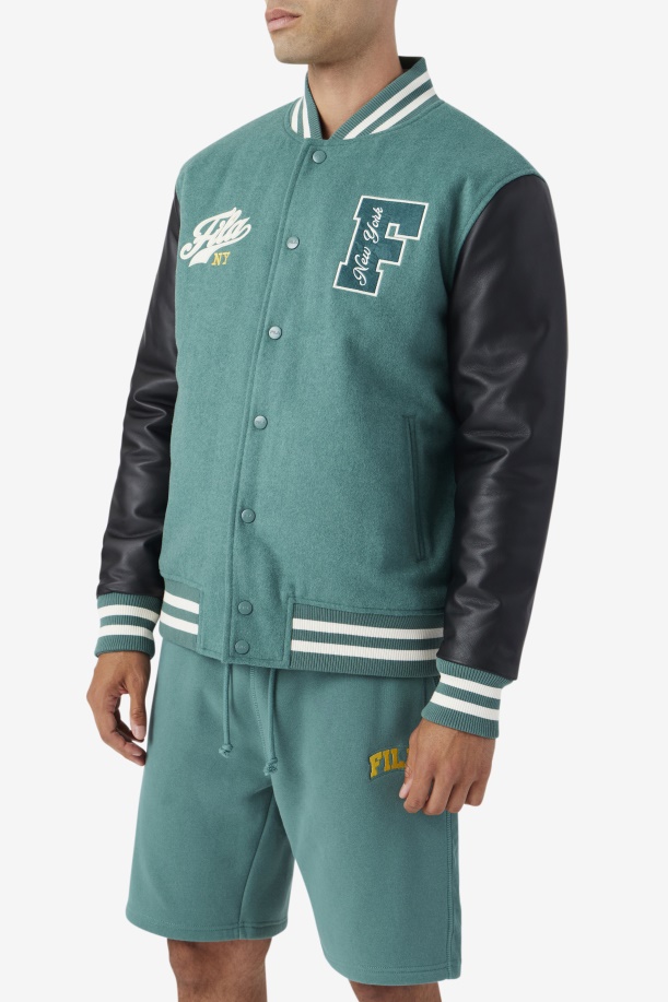 Josh Varsity Jacket Fila Blue Spruce/μαύρο