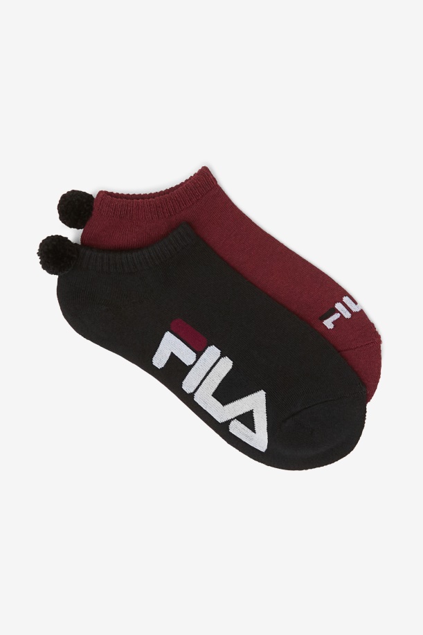 Fila γυναικεία κάλτσα τένις πομ πομ 2 συσκευασιών σκούρο κόκκινο