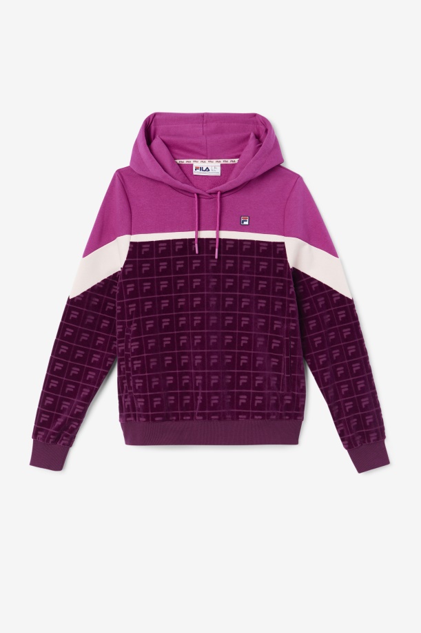 Lorri Velor Hoodie κρασί από σταφύλι/ρουζ/ποτ πουρί Fila