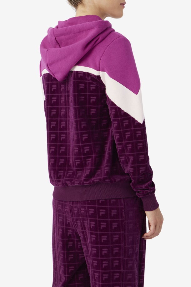 Lorri Velor Hoodie κρασί από σταφύλι/ρουζ/ποτ πουρί Fila