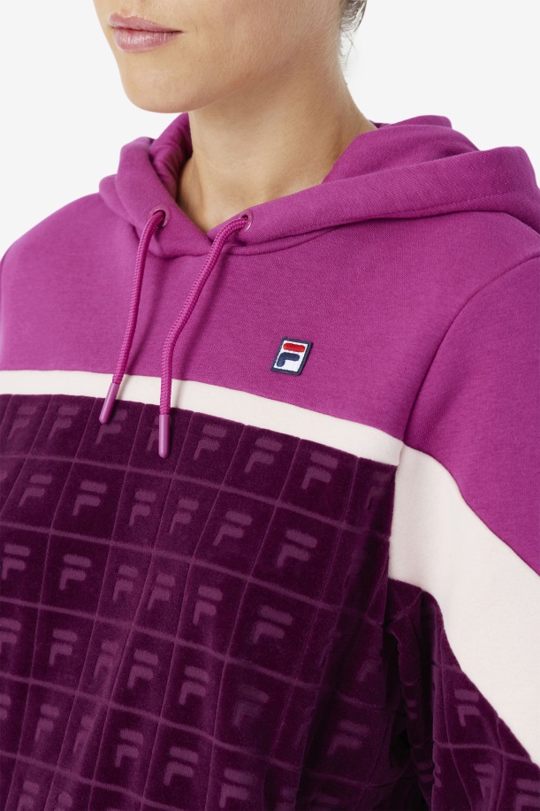Lorri Velor Hoodie κρασί από σταφύλι/ρουζ/ποτ πουρί Fila