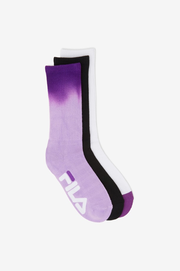 μωβ γυναικεία Dip Dye κάλτσα Crew 3-pack Fila