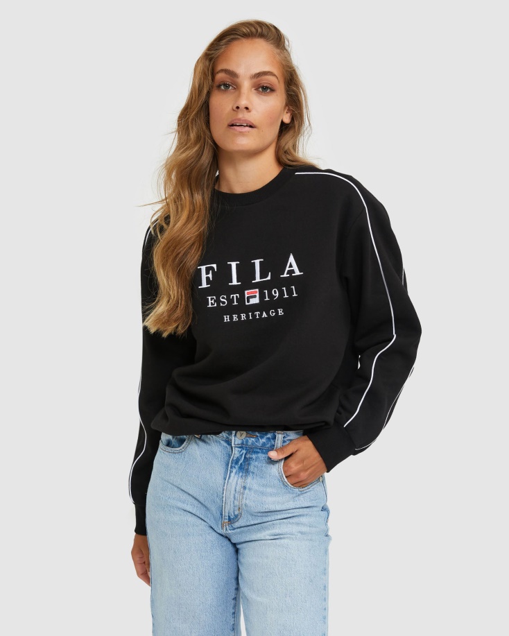 Fila Unisex Heritage Crew μαύρο