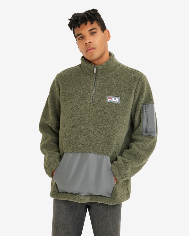 ανδρικό Cole Teddy Qtr Zip Khaki Fila