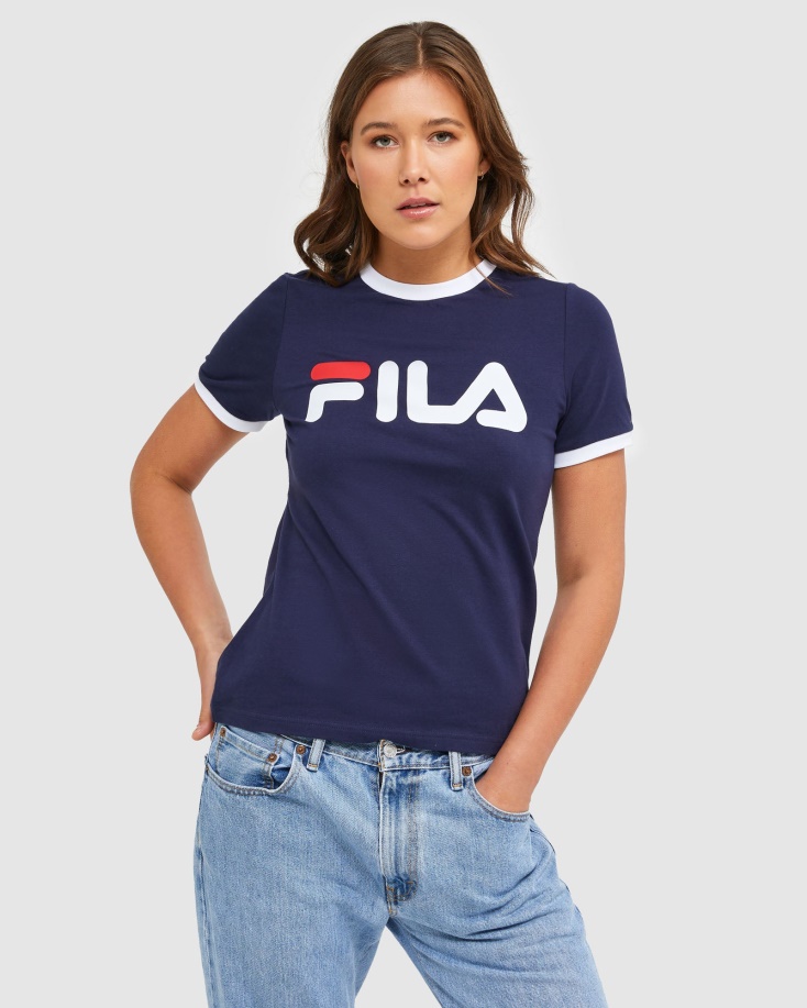 Fila New Navy κλασικό γυναικείο μπλουζάκι Ringer