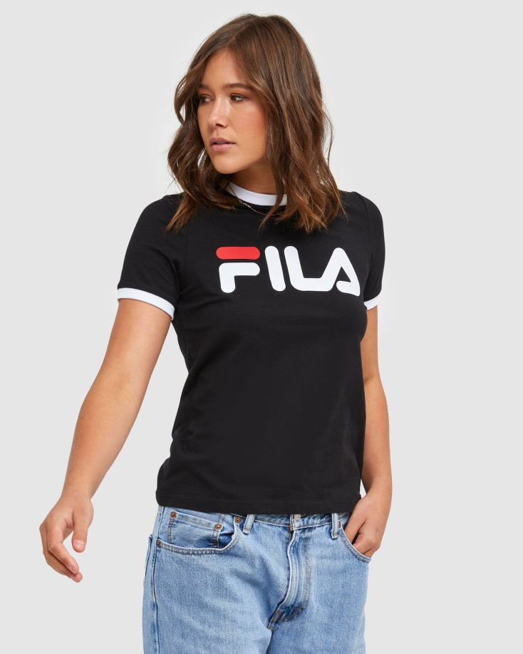 κλασικό γυναικείο Ringer Tee μαύρο Fila